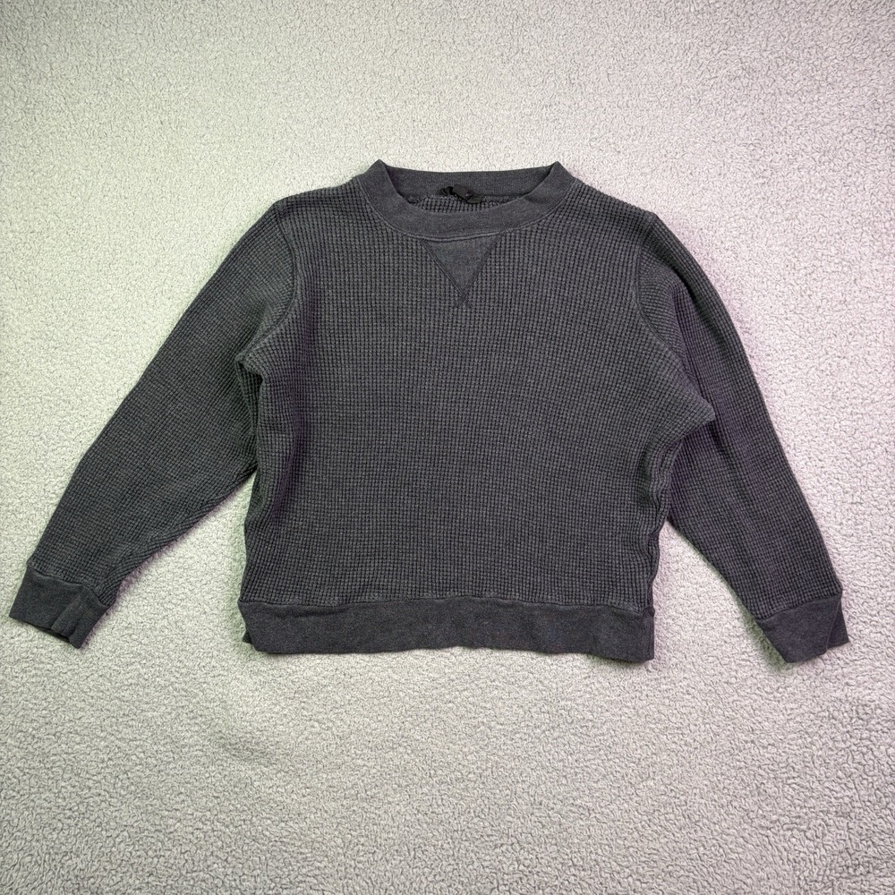 J Crew Waffle Knit Shirt Crewneck Womens Medium Gray Long Sleeve Pullover